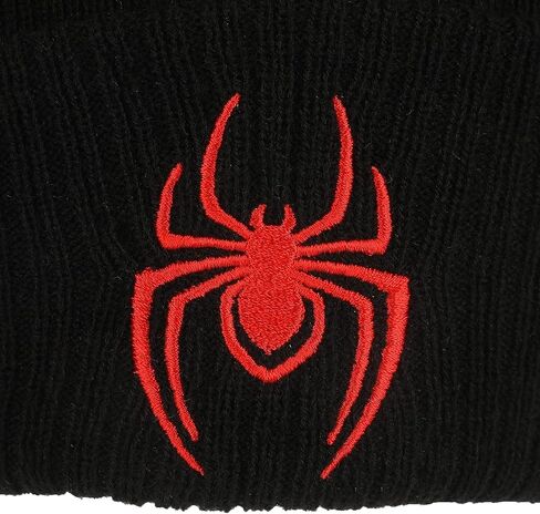 Bioworld Spider-Man Logo & Name Text Black Cuff Beanie in Kuwait