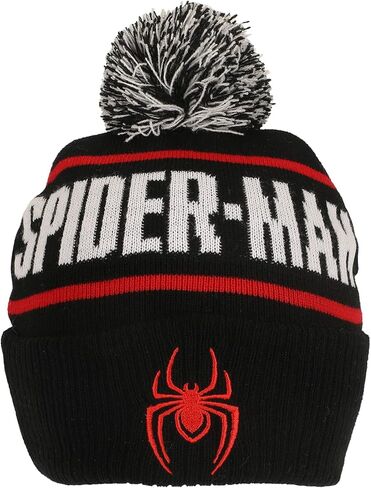 Bioworld Spider-Man Logo & Name Text Black Cuff Beanie in Kuwait