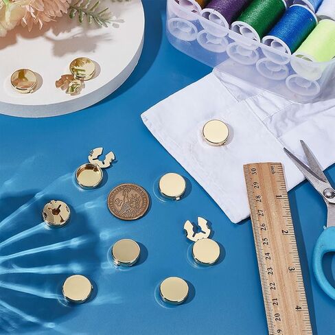 FINGERINSPIRE 5 Pairs Button Covers for Men's Shirts 18MM/0.71 Inch Brass Cuff Buttons Light Gold Cuffs Button Cover Brass Cufflinks for Men's Business or Formal Shirts Apparel Accessories in Saudi Arabia