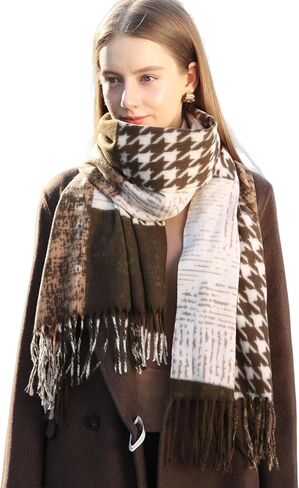 Wander Agio Womens Winter Scarf Print & Boho Style Cashmere Shawl Wrap Warm Oversize Pashmina Fashion Scarves Floral Pattern in Saudi Arabia