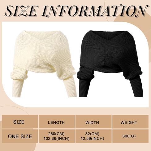 Geyoga 2 Pcs Scarf with Sleeves for Women Knitted Wrap Sweater Scarf with Sleeves Shrugs for Women Wrap Shawl () in Saudi Arabia