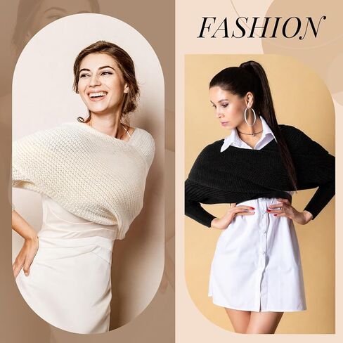 Geyoga 2 Pcs Scarf with Sleeves for Women Knitted Wrap Sweater Scarf with Sleeves Shrugs for Women Wrap Shawl () in Saudi Arabia