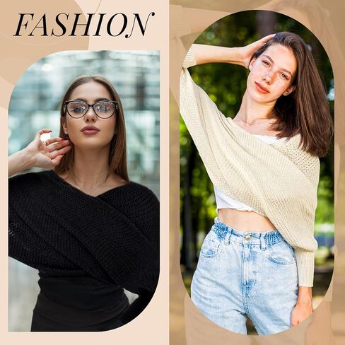 Geyoga 2 Pcs Scarf with Sleeves for Women Knitted Wrap Sweater Scarf with Sleeves Shrugs for Women Wrap Shawl () in Saudi Arabia