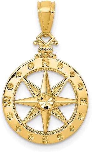 14K Yellow Gold Polished Compass Pendant in Saudi Arabia