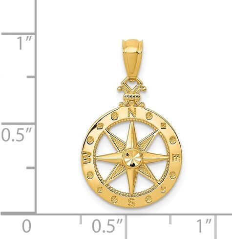 14K Yellow Gold Polished Compass Pendant in Saudi Arabia