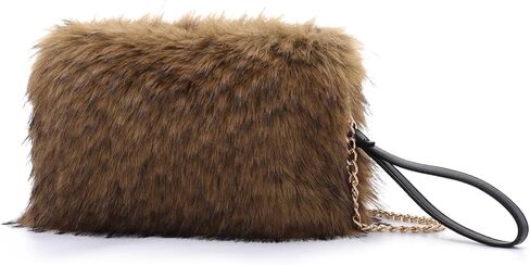 Oweisong Faux Fur Purse for Women Formal Furry Evening Clutch Plush Fluffy Shoulder Bag Wristlet Handbag in Saudi Arabia