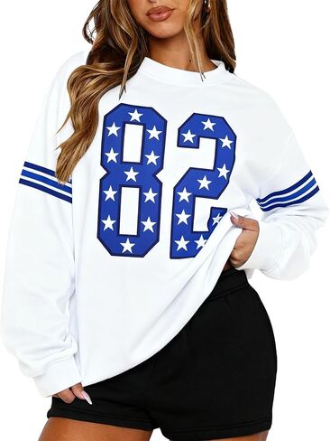 JINTING Game Day Sweatshirt Women Football Sweatshirts Y2k Jersey Shirts Vintage Number Print Long Sleeve Oversized Shirt in Saudi Arabia