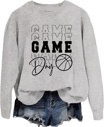 Game Day Sweatshirt Women Basketball Sweatshirts Casual Crewneck Long Sleeve Shirts Game Day Basketball Season Tops in Saudi Arabia