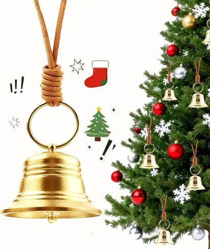 1 Pack Vintage Brass Hanging Bell, Small Hanging Bell for Door Knob, Brass Bell for Home, Christmas & Garden Decor with Leather Rope in Saudi Arabia