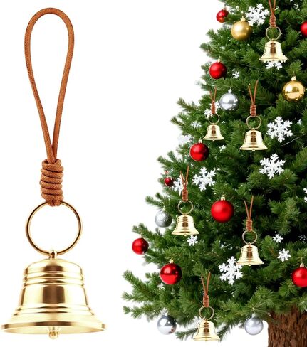 1 Pack Vintage Brass Hanging Bell, Small Hanging Bell for Door Knob, Brass Bell for Home, Christmas & Garden Decor with Leather Rope in Saudi Arabia