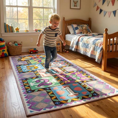 7-in-1 Kids Play Mat & Playroom Rug, 79" x 59" Jumbo Nursery Rug | Machine Washable & Foldable Activity Carpet | 7 Games Including Hopscotch | Non-Slip Floor Mat for Classroom & Home in Saudi Arabia