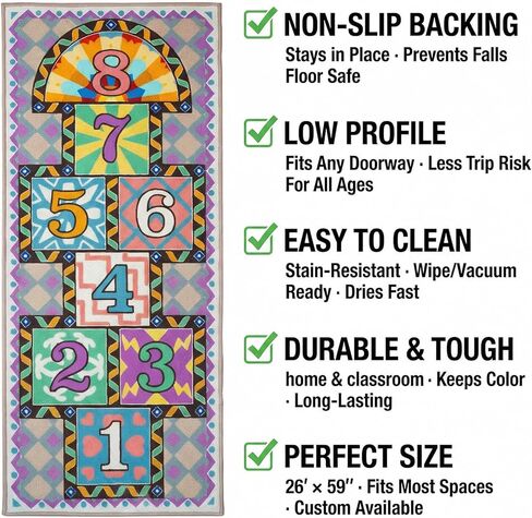 7-in-1 Kids Play Mat & Playroom Rug, 79" x 59" Jumbo Nursery Rug | Machine Washable & Foldable Activity Carpet | 7 Games Including Hopscotch | Non-Slip Floor Mat for Classroom & Home in Saudi Arabia