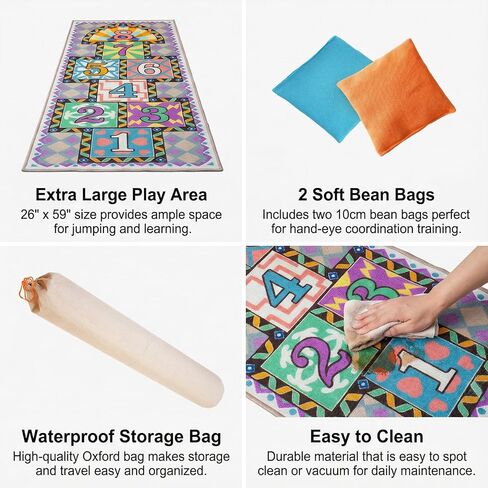 7-in-1 Kids Play Mat & Playroom Rug, 79" x 59" Jumbo Nursery Rug | Machine Washable & Foldable Activity Carpet | 7 Games Including Hopscotch | Non-Slip Floor Mat for Classroom & Home in Saudi Arabia