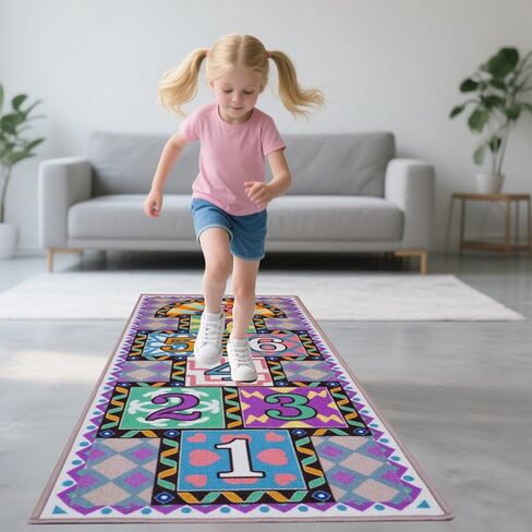 7-in-1 Kids Play Mat & Playroom Rug, 79" x 59" Jumbo Nursery Rug | Machine Washable & Foldable Activity Carpet | 7 Games Including Hopscotch | Non-Slip Floor Mat for Classroom & Home in Saudi Arabia