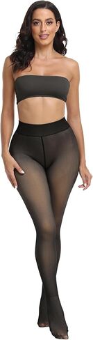 Womens Fake Sheer Fleece Lined Tights Warm Pantyhose Thick Winter Leggings, 220g in Saudi Arabia