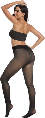 Womens Fake Sheer Fleece Lined Tights Warm Pantyhose Thick Winter Leggings, 220g in Saudi Arabia