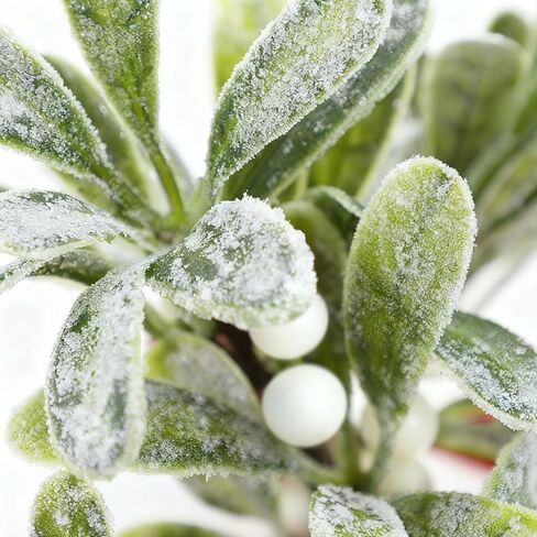 Mistletoe Christmas Decor, Artificial Fake Hanging Mistletoe Picks with Velvet Bow Berries,Like Real Christmas Kissing Ball Ornaments for Kitchen Doorway Tree Decorations (White) (1) in Saudi Arabia