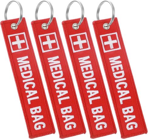 4 Pcs Medical Equipment Luggage Tag, Double-Sided Medical Bag Tag for Luggage & Backpack, Durable Red ID Keychain with Medicals Alert Information in Saudi Arabia