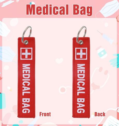 4 Pcs Medical Equipment Luggage Tag, Double-Sided Medical Bag Tag for Luggage & Backpack, Durable Red ID Keychain with Medicals Alert Information in Saudi Arabia