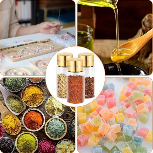 10 transparent glass bottles with golden nuts, 5ml small glass bottles, can be DIY decorated and storage in Saudi Arabia