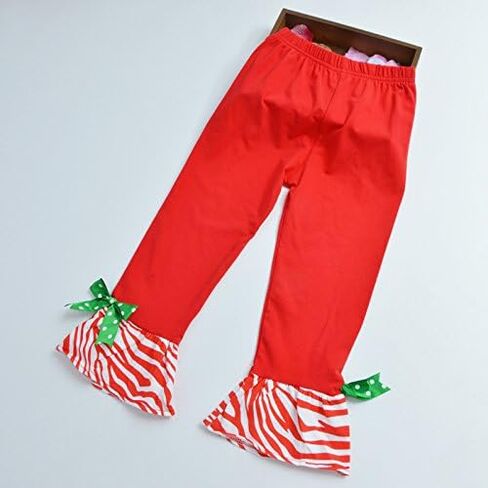 Girls 2pcs Long Cotton Christmas Santa Pajamas Sleepwear Set Red (2T-3T, Red) in Saudi Arabia