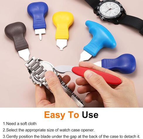 HARFINGTON Watch Back Cover Opener Tool 5mm Width Alloy Steel Blade Removal Tool Case Pry with ABS Handle for Watch Battery Repair Replacement, Blue in Saudi Arabia