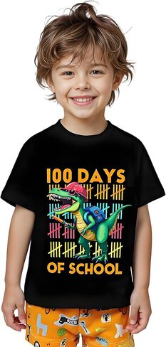 Canis Kid Toddler Little Boys 100 Days of School Shirt Dinosaur Kingdergarten Primary Student 100th Day of School T-Shirt in Saudi Arabia
