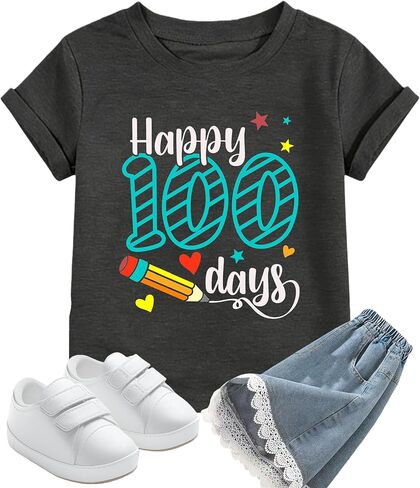100 Days of School Shirt Kids Toddler Boys Girls 100th Day of School Shirt Celebration Gifts Tees Tops 4-10 Years in Saudi Arabia