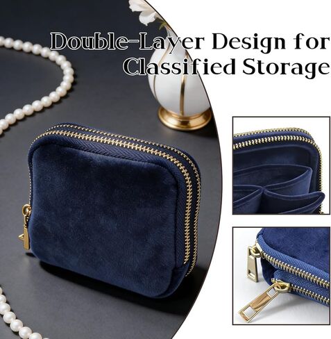 حقيبة مجوهرات للسفر بطبقة مزدوجة منظم مجوهرات للسفر وحقيبة تخزين السفر وحقيبة حلقية in Kuwait