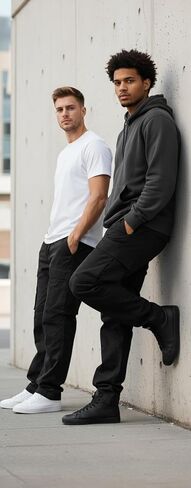 Mens Cargo Pants Casual Joggers Athletic Pants Cotton Loose Straight Sweatpants in Saudi Arabia