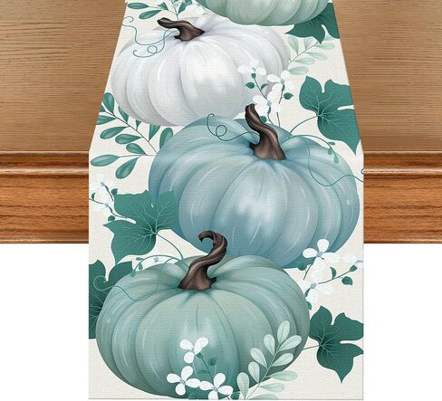 Green Eucalyptus Leaves Table Runner, Seasonal Linen Table Decor Farmhouse Decor Floral Leaves Spring Table Runner for Kitchen Dining, Weddings Holiday Decor, Home Party Decoration, 13×70inches in Kuwait