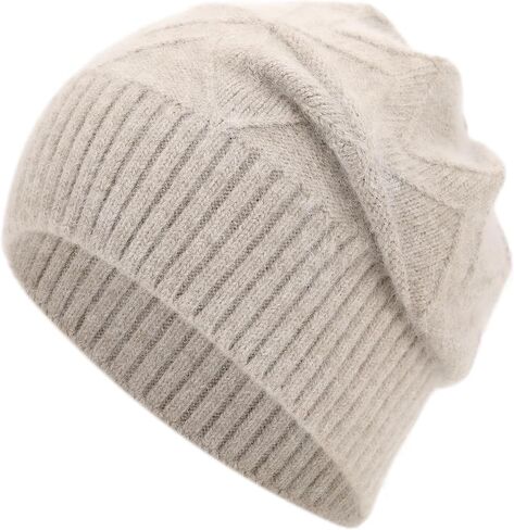 Women Men Cashmere Blend Beanie Hat Soft Lightweight Warm Winter Cable Knit Slouchy Beanie Hat for Women Men in Saudi Arabia