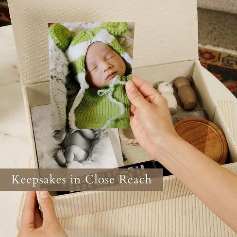 Haven Boxes, Decorative Keepsake Storage Boxes with Lids - Set of 2 Cozy Corduroy Boxes For Photos, Memory Box, Bookshelf Decor, Corduroy Lined, Photo Box, Keepsake Storage, Home Décor, Manage Clutter in Saudi Arabia