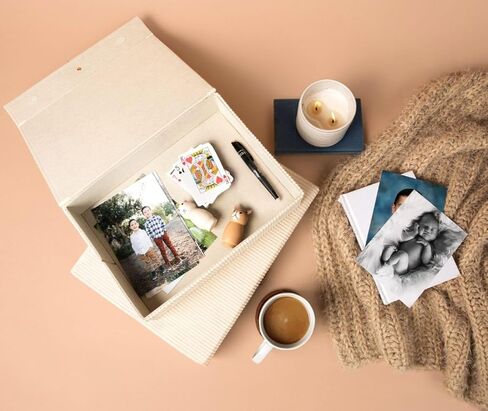 Haven Boxes, Decorative Keepsake Storage Boxes with Lids - Set of 2 Cozy Corduroy Boxes For Photos, Memory Box, Bookshelf Decor, Corduroy Lined, Photo Box, Keepsake Storage, Home Décor, Manage Clutter in Saudi Arabia
