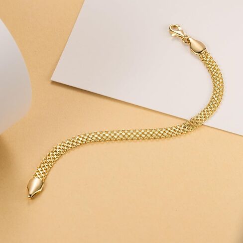 14K الذهب أساور للنساء غير تشويه شبكة ربط سلسلة للمرأة 5.6 مللي متر عرض سوار Charm للرجال مجوهرات الماس قطع 5 أحجام in Kuwait