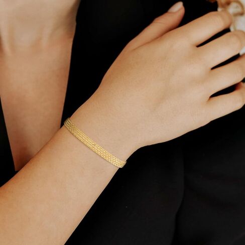 14K الذهب أساور للنساء غير تشويه شبكة ربط سلسلة للمرأة 5.6 مللي متر عرض سوار Charm للرجال مجوهرات الماس قطع 5 أحجام in Kuwait
