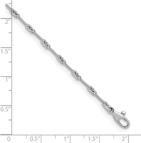 Diamond2Deal 18K White Gold Rhodium-plated Polished and Twisted 2.8mm Solid Fancy Link 7.25" Chain Bracelet in Saudi Arabia