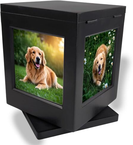 Personalized Pet Urn for Ashes, 360° Solid Wood Picture Frame Memorial Urn Dogs & Cats, Pet Cremation Urn with Claw Print Kit & Velvet Bag, Pet Loss Sympathy Gift for Dogs Cats, Keepsake Memory Frame in Saudi Arabia