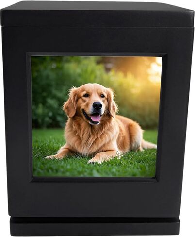 Personalized Pet Urn for Ashes, 360° Solid Wood Picture Frame Memorial Urn Dogs & Cats, Pet Cremation Urn with Claw Print Kit & Velvet Bag, Pet Loss Sympathy Gift for Dogs Cats, Keepsake Memory Frame in Saudi Arabia