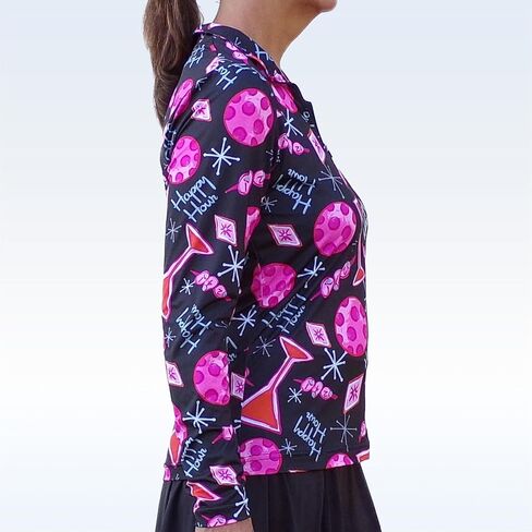 Pickleball Bella 1/4 Zip Long Sleeve Pullover Martini - Size Medium Black in Saudi Arabia