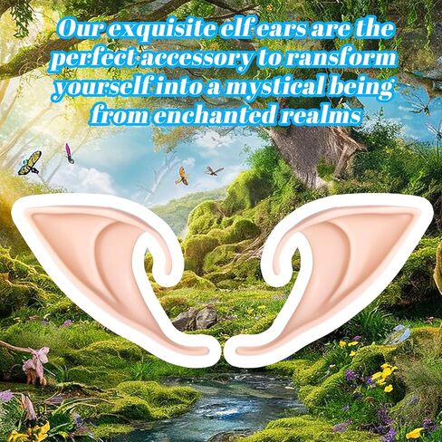 4 Pair Fairy Pixie Elf Ears Cosplay Elf Ear Soft Pointed Tips Anime Party Dress Up Costume Masquerade Accessories for Halloween Christmas Party (Nude & Brown) in Saudi Arabia