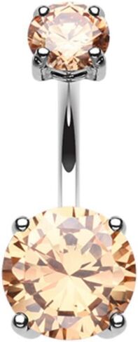 Cubic Zirconia Gem Prong Sparkle Belly Button Ring in Saudi Arabia