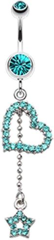 Curved Heart Star Sparkle Belly Button Ring in Saudi Arabia