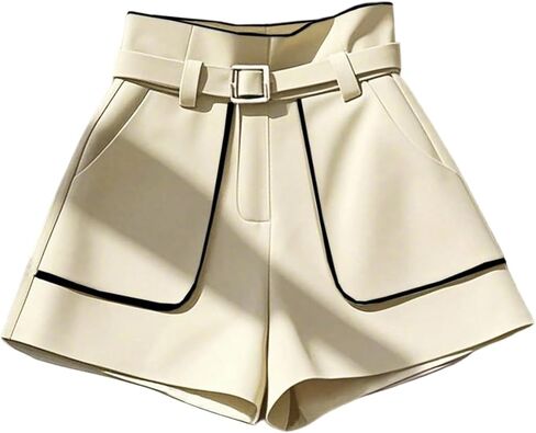 Floerns Women's Elegant Mid Waist Straight Leg Dressy Casual Shorts with Belt in Saudi Arabia
