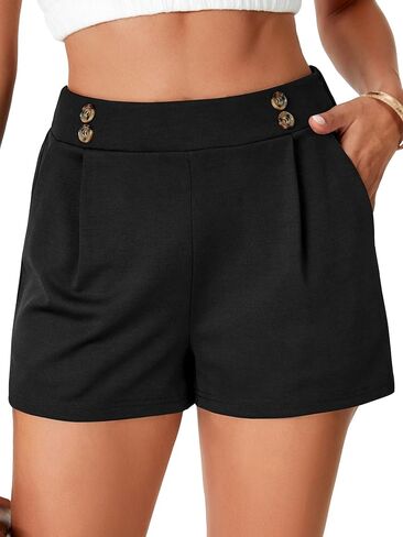 LYANER Women's Casual High Waist Button Wide Leg Dressy Work Shorts with Pockets in Saudi Arabia