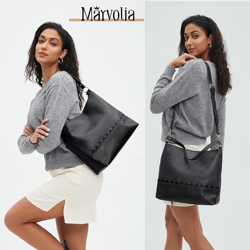 Marvolia Hobo Bags for Women Vegan Leather Shoulder Purses and Handbags Top Handle Handbags with Adjustable Shoulder Strap in Saudi Arabia