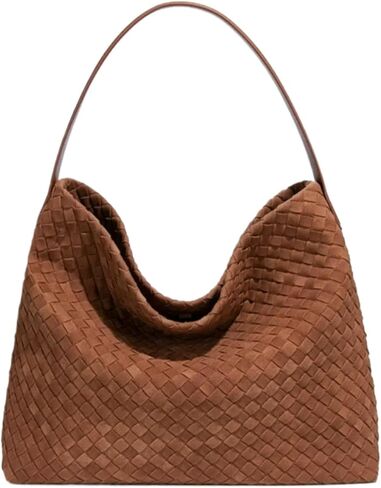 Woven Suede Tote Bag for Women Faux Suede Hobo Bag Slouchy Shoulder Bag Soft Woven Handbag in Saudi Arabia