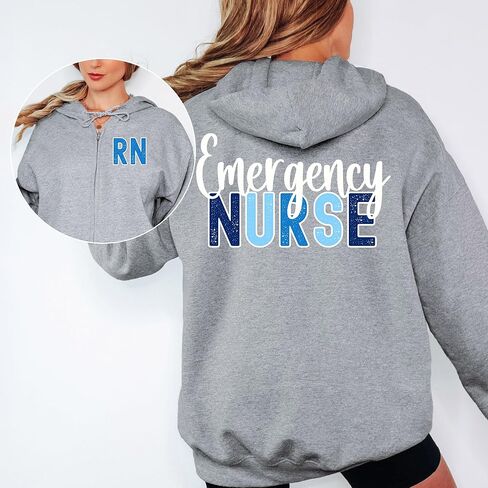 Emergency Nurse RN Full Zip Hoodie, ER Nurse sweatshirt, ED Nurse jacket, unisex in Saudi Arabia