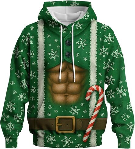Novelty Long Sleeve Hoodie Funny Fashion Santa Claus Costume Graphic Sweatshirts in Saudi Arabia