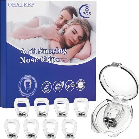 Anti Snoring Devices, Snore Stopper with Adjustable Magnet, Silicone Nose Clip Stop Snoring, Effective to Relieve Snoring, Snoring Solution for Comfortable and Quieter Sleep,White, M in Saudi Arabia